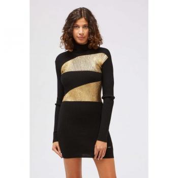 Custo Barcelona Black Viscose Polo Neck Dress Size S and Elegant Black Sweater Dress Size XL