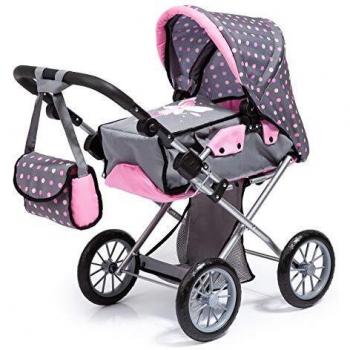 Cochecito de Muñeca Bayer City Star - Gris/Rosa con Bolsa de Cambio