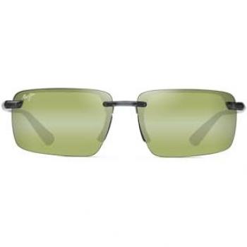 Maui Jim Laulima Stylish Rimless Rectangular Sunglasses - Trans Foliage Green - Size: 61mm