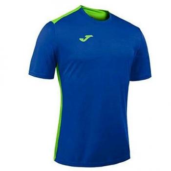 Joma 100417.720 - Camiseta de equipación de manga corta para hombre, color azul royal / verde flúor, talla 4XS-3XS