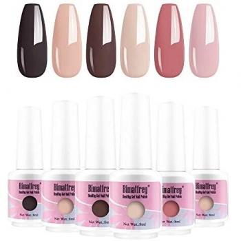 Bimatfrey Esmaltes de Uñas, Esmaltes en Gel Uñas UV LED, 6pcs Kit de Esmaltes Semipermanentes para Uñas, Kit de Esmaltes de Uñas en Gel Soak，Set de Regalo de Uñas de Gel de Colores