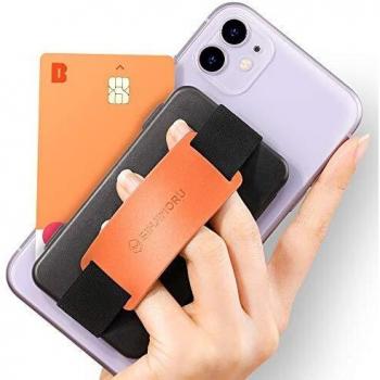 Sinjimoru - Cardzip - Tarjetero para móvil con Banda elástica, Tarjetero para la Parte Posterior del teléfono, Agarre Seguro de Silicona y Soporte para teléfono, Tarjetero