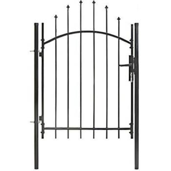 vidaXL Puerta de Jardín con Arco Superior Acero Vallas Entradas Cercado Patio Terraza Práctica Elegante Funcional Segura con Cerradura 1x1.5m Negra