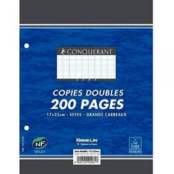 Cuadernos CONQUERANT Sept, 170 x 220 mm, Seyès, 200 páginas, grandes cuadros
