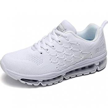 Zapatillas de Deporte Hombre Mujer Running Bambas Ligero Zapatos para Correr Respirable Calzado Deportivo Andar Crossfit Sneakers Gimnasio Moda Casuales Fitness Outdoor Purewhite-38