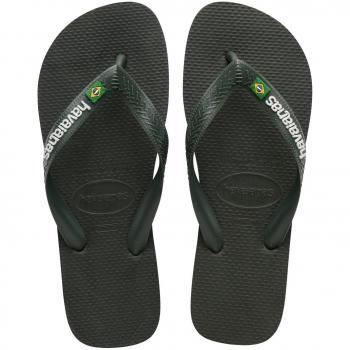 Havaianas Brasil Logo Flip-Flops - Olive Green - Men's Size 45-46