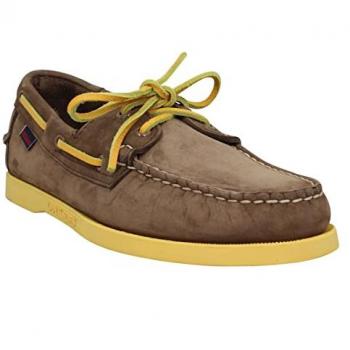 Sebago Docksides Portland Nubuck Boat Shoes for Men - Brown Yellow