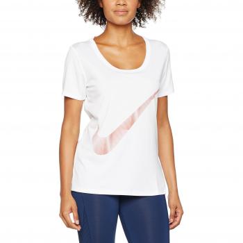 Nike W Nk Dry Tee Leg Pyram Swsh Camiseta de Manga Corta, Mujer, Blanco