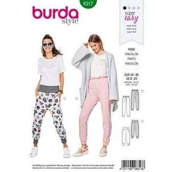 Burda 6317 - Patrón de costura para confeccionar pantalones de chándal para mujer