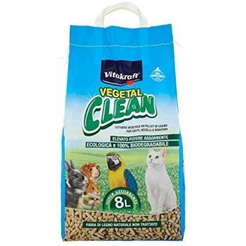 Vitakraft - Vegetal Clean, Lecho Higiénico de Pellets para Pájaros, Roedores y Gatos - 8 L