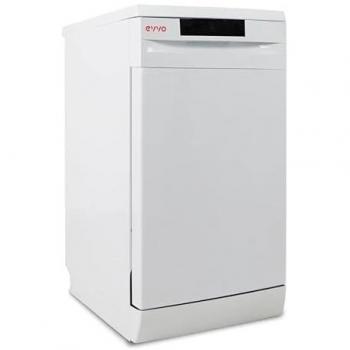 Lavavajillas Libre Instalación EVVO D1 Slim 45cm Blanco, Capacidad 9 Cubiertos, Programa Rápido 30 min, Media Carga, Bandeja Superior Ajustable, 5 Programas