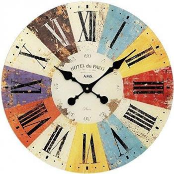 Reloj de Pared AMS 9467 Vintage Analógico Azul/Rojo 50 cm con Mecanismo de Cuarzo