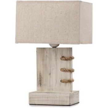 Lámpara de mesa GEA Madera con pantalla de tejido