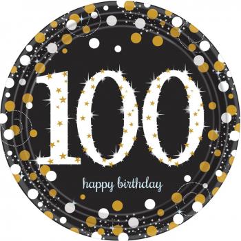 Amscan International – 9901738 23 cm oro celebración de 100º platos de papel