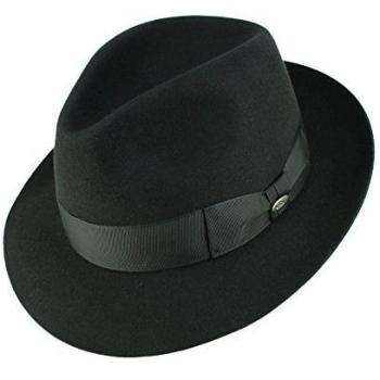 Mayser Sombrero Bogart City Fanal Mujer/Hombre - Made in The EU de Fieltro Pelo Fedora con Forro, Banda Grosgrain Verano/Invierno - 61 cm Negro