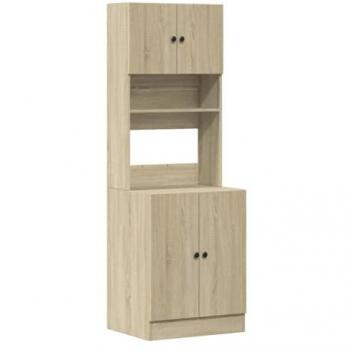 Mueble de cocina independiente de madera de ingeniería roble Sonoma 60x50x180 cm Marrón, armario de cocina y mueble de almacenaje