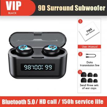 Auriculares TWS Inalámbricos Bluetooth Impermeables con Estéreo HiFi, Caja de Carga de 2200mAh y Micrófonos para Deportes