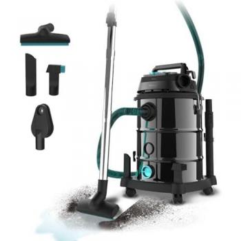 Conga Rockstar Wet & Dry Steel Pro Tool - Aspirador de Sólidos y Líquidos 30L, 1600W, color Negro, trineo, mayor durabilidad y resistencia, incluye enchufe para herramientas y kit de