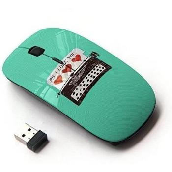 Macchine da scrivere Hipster Amore Voi Teal Cuori - Hypernova J2.4G Ratón móvil portátil inalámbrico Ratones ópticos con receptor USB, 3 botones para po