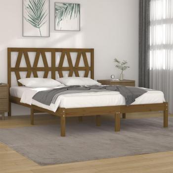 Cama solar sin colchón ámbar de madera maciza 120x200 cm, estructura de cama de madera maciza de pino marrón miel 120x200 cm