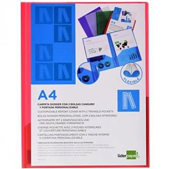 CARPETA BEAUTONE DOSSIER DOS BOLSAS CANGUROS 45680 POLIPROPILENO DIN A4 ROJA