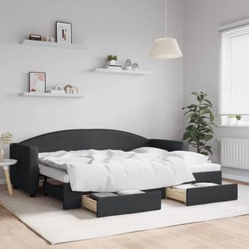 Sofá cama nido con cajones de tela negra 80x200 cm