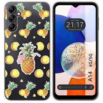 Funda de Silicona Transparente con Diseño de Piña para Samsung Galaxy A14 4G / 5G