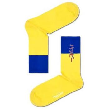 Calcetines 3/4 Crew Happy Neo Amarillos y Azules, Estampado Único, Tallas 36-46, Unisex Adulto