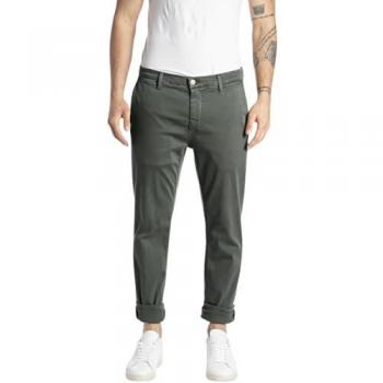 Pantalones Vaqueros Replay M9627e.000.8366197 Verde para Hombre, Chinos Ajustados con Bolsillos, Zeumar Hyperchino Color Xlite Pantalón 030 Verde Militar 30W x 32