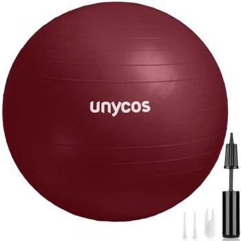 Fitball Antiexplosión Unycos 75 cm - Pelota de Pilates y Yoga con Inflador, Tapones y Resistencia de 300 kg, Antideslizante y Extra Gruesa