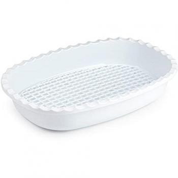 Bandeja de plástico redondeada para descongelar Acan Tradineur, color blanco, con rejilla, dimensiones 32 x 21,5 x 6 cm, recipiente para descongelación de alimentos