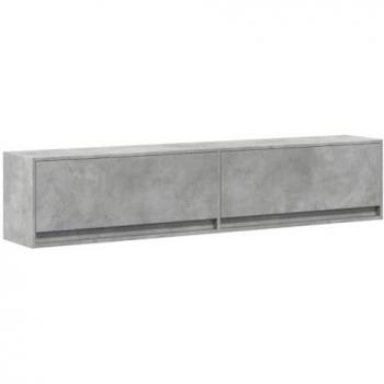 Mueble de TV de pared con LED gris hormigón 180x31x38 cm, Mueble Flotante para TV, Armario de Pared, estantería para TV
