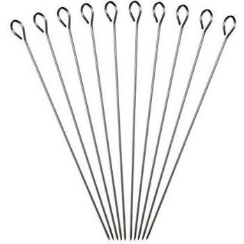 Juego de Pinchos para Barbacoa de Acero Inoxidable, 10 Unidades, 30 cm