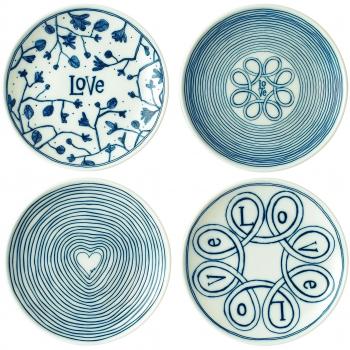 Royal Doulton placa 16 cm Love Set/4, porcelana, azul, 19,3 x 6,5 x 19 cm