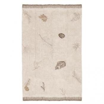 Alfombra Lavable de Algodón Marrón 140x200 cm - Diseño Bosque de Pinos, Material Reciclado