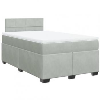 Cama box spring con colchón de muelles terciopelo gris claro 120x190 cm