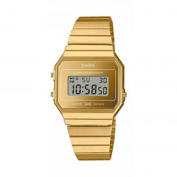 Reloj digital Casio Vintage A700WEVG-9AEF para hombre con correa de acero inoxidable, pantalla LCD, retroiluminación LED, resistencia al agua y diseño clásico