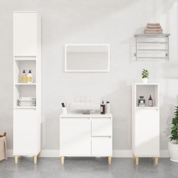 Armario de baño madera contrachapada blanco 30x30x100 cm Vidaxl