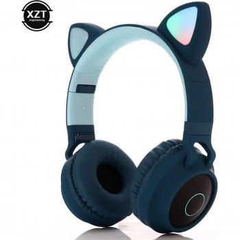 Auriculares Bluetooth Estéreo HiFi con Orejas de Gato y Luz LED para Niñas, Inalámbricos para PC y Móviles