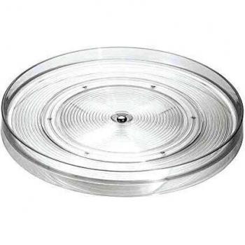 iDesign Organizador de cocina, plato giratorio grande de plástico sin BPA para despensa, soporte giratorio para especias y tarros de almacenamiento, transparente