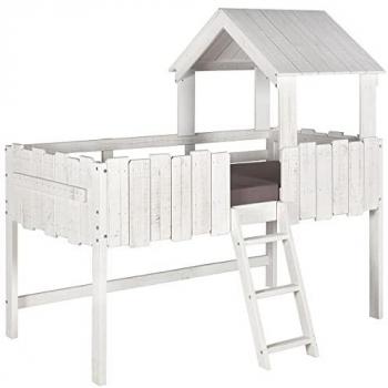 Cama Casita Infantil de Madera Maciza Blanca 90x190 cm