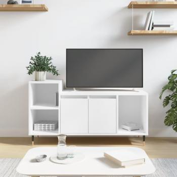 Mueble para TV de madera contrachapada blanco 100x35x55 cm - Mueble de salón, mesa de TV, mueble tele