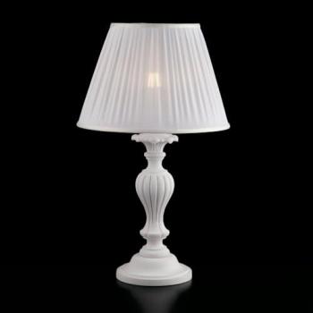 Lámpara de mesa Shabby Chic Leonardo de Madera Blanca con 1 luz E27 y pantalla de 35 cm