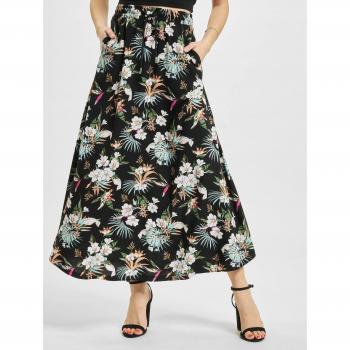 Urban Classics Women's Black Tropical Viscose Midi Skirt