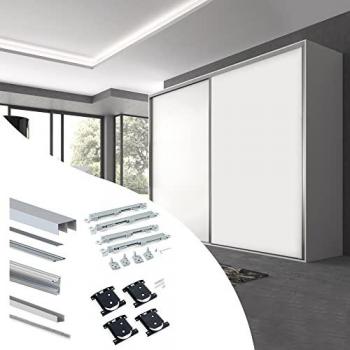 Kit de herrajes para armario de 2 puertas correderas con cierre suave Placard 90, perfil Vall, espesor 19mm, tableros no incluidos, acabado anodizado mate