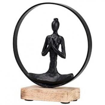 Figura Decorativa de Metal, Poliresina y Madera Mango - 23x8x27 cm