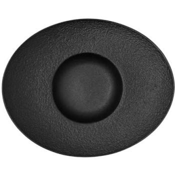 Plato Bol Ovalado de Porcelana Bidasoa Fosil 27,3x22,2x5,7 CM Negro Mate Reforzado Apto para Microondas y Especial para Hostelería
