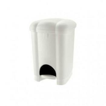 Papelera de Pedal Carolina 50 Litros con Ruedas Blanco 34,5x41,5xh 63,5 cm