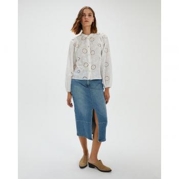 Falda Denim Midi Patchwork de System Action FT203 - Azul Índigo
