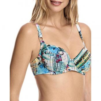 Sujetador de bikini estampado Ory con aros y refuerzo bajo pecho - Talla 42-90 C, color azul